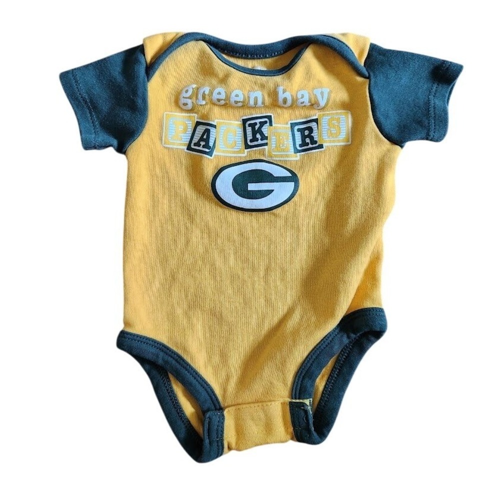 NFL Team Apparel Green Bay Packers Baby Bodysuit Yellow Green 0-3M 611